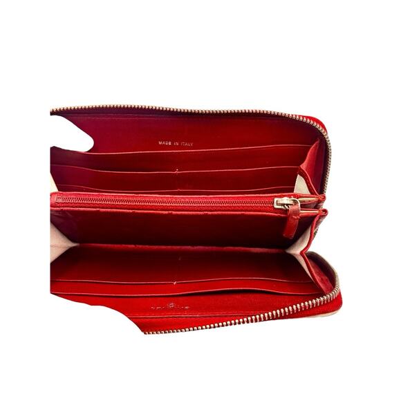 2.55 Long Wallet Distressed Leather Zip Around Purse Authentic In Red - Picture 11 of 14